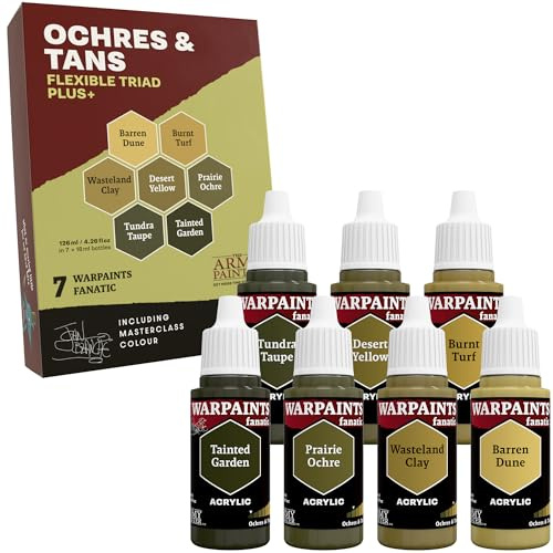 The Army Painter Warpaints Flexible Triad PLUS+ Ochres & Tans, 7x18ml Farbe | Ocker & Beige Hochwertiges Acryl-Miniatur-Hobby-Modellfarben-Set für D&D- und Warhammer 40K-Figuren