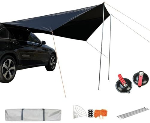 Toldo de coche para camping, 2,74 m x 3,35 m impermeable con protección UV – toldo de protección para coche, para camping, al aire libre, vehículos, autocaravana, SUV, camión, lateral