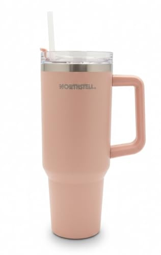 NORTHSTELL Vaso Térmico 40 oz (1,18 L) con Asa y Tapa Antifugas – Acero Inoxidable – Mantiene Frío y Caliente – Compatible con Portavasos (rosa)