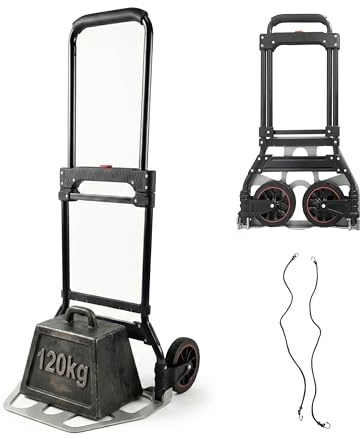 Carrello pieghevole Relaxdays, max 120 kg, 111x52x48 cm, per traslochi, manico telescopico in acciaio, argento/nero