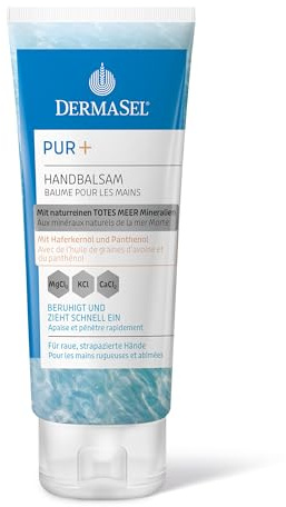 DermaSel® PUR+ Handbalsam | Totes Meer & Haferkernöl | 75 ml | Handcreme für raue, strapazierte Hände, feuchtigkeitsspendend, mit Macadamiaöl & Dexpanthenol, für empfindliche Haut, vegan