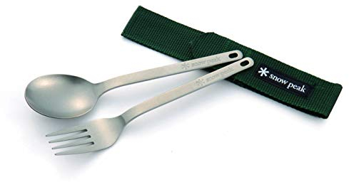 Snow Peak Ensemble Fourchette et cuillère SCT-002, Titane Japonais, Ultra léger, Compact pour Le Camping, la randonnée, Un Usage Quotidien, fabriqué au Japon Homme, Coloris Assortis, Taille Unique