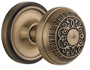 Nostalgic Warehouse 701951 Doppelschnuller Antik Messing Klassische Rosette mit Ei & Dart Türknauf