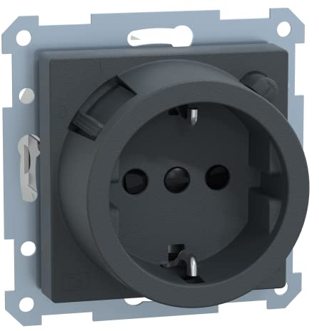 Schneider Electric Merten FI-Schuko-Sicherheitssteckdosen-Einsatz mit Berührungsschutz, 2-polig+E, System M, IP20, anthrazit, Artikelnummer 232814
