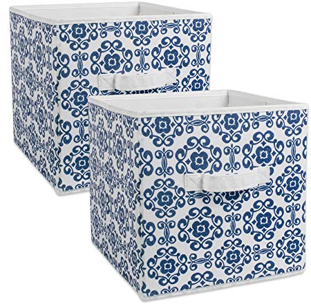 DII Non Woven Polyester, Scroll Storage Bin, Small, Nautical Blue