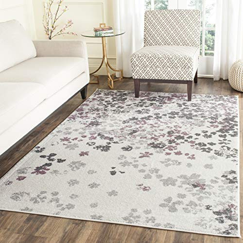 SAFAVIEH Adirondack Collection Area Rug - 5'1 x 7'6, Ivory & Purple, Floral Design, Non-Shedding & Easy Care, Ideal for High Traffic Areas in Living Room, Bedroom (ADR115L)