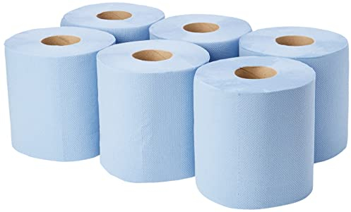 Blue Rolls 6 Pack 2 Ply Embossed Centre Feed Paper Wipe Rolls 110m Rolls