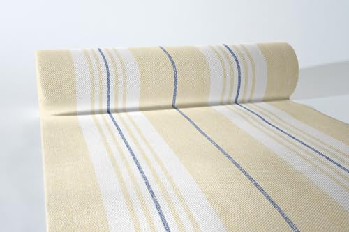 Sovie HORECA Airlaid Tischläufer York in Blau-Beige, 40 cm x 24 m, 1 Stück, dezentes Streifendesign, perforiert alle 120 cm, Tischläufer für Gastronomie, Feiern & Events