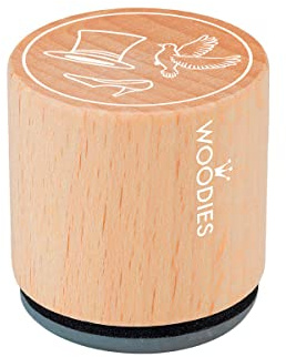 Woodies COLOP Holz-Stempel - Zylinder, Taube & Hochzeitsschuh - Abdruckgröße 30 mm