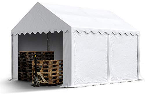 TOOLPORT Stabiles Lagerzelt Zelthalle 3x4 m PVC 800 N weiß wasserdicht Unterstand mit Bodenrahmen