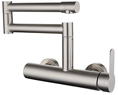 HomeLava Grifo de Cocina Grifo Extraíble Grifo Plegable Cromado Montaje en Pared Cepillado Giratorio por 360 ° Muy Flexible