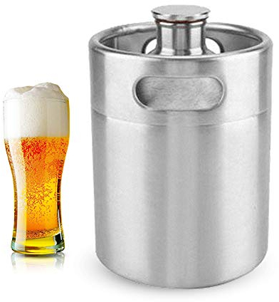 Mini barril de cerveza de acero inoxidable, cerveza de acero inoxidable Homebrew Barrel con tapa en espiral tapa cerveza Craft barril portátil para el hogar suministros de Hotel(2L)