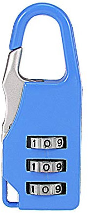 Zahlenschloss mit 3 Ziffern, 3 mm Schäkel und Zahlenschloss aus Zinklegierung, Blau