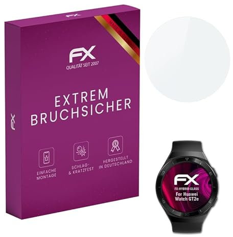 atFoliX Lámina Protectora de plástico Cristal compatible con Huawei Watch GT2e Película Vidrio, 9H Hybrid-Glass FX Protector Pantalla Vidrio templado de plástico