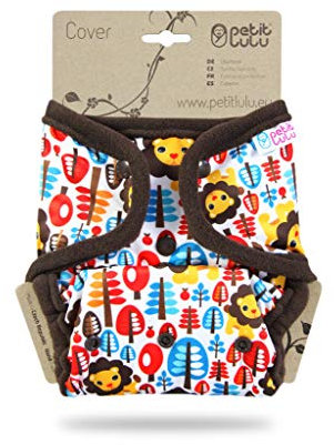 Petit Lulu Größe 2 PUL Überhose (5-16 kg) | Druckknöpfe | One Size Windelüberhose | Baby Windelhose | Waschbar & Wasserdicht | Stoffwindeln | Hergestellt in EU (Dschungelkönig)