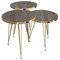 moebel17 EYGD09 - Beistelltisch 3er Set rund, Ø 38 cm Durchmesser, Höhe 45.5, 49.5 und 53.5 cm, Kaffeetisch Satztisch mit Metallgestell, Wohnzimmertisch Kaffee Tisch, Grau, Füße vergoldet, 5392