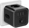 JSVER USB Steckdose Steckdosenleistewürfel, 3 Fach Steckdosenadapter Mehrfachsteckdose(2 Eurosteckdose +1 Schuko)Cube überspannungsschutz 3 USB mit Schalter für Büro, zu Hause oder auf Reisen,Schwarz