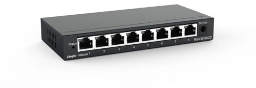 Rouijie Networks RG-ES108GD 8-Port 10/100/1000Mbps Stahlgehäuse Unmanaged Desktop Switch