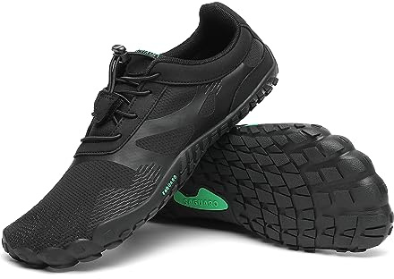 SAGUARO Hombre Barefoot Zapatillas Mujer Zapatillas Minimalista Transpirable Zapatillas de Trail Running, SAGUARO Vitality III- Zapatos Barefoot Stil: A Negro,Gr.45