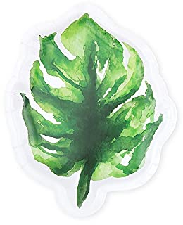 Weddingstar Small Tropical Leaf Disposable Paper Party Plates - Monstera - Set of 8
