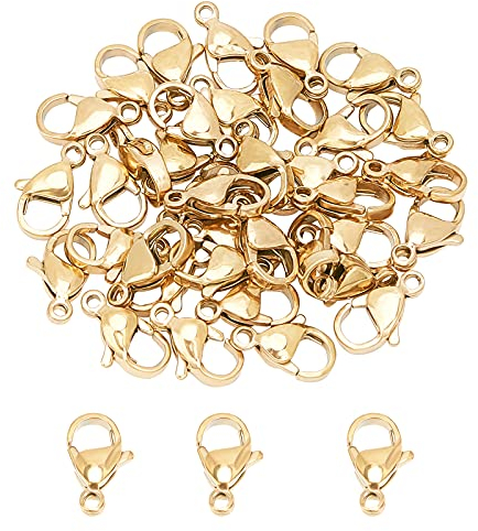 UNICRAFTALE 50pcs Edelstahl Karabinerverschlüsse Schlüsselanhänger Haken Goldene Karabiner Für Halskettenherstellung DIY Klauenverschlüsse Für Schmuckherstellung Loch 1.5 mm