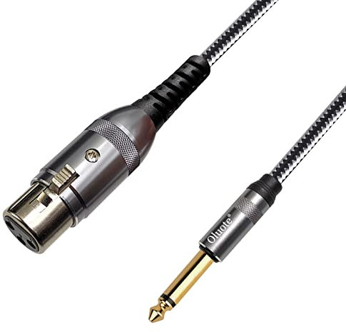 Oluote 6,35mm a XLR Cavo, XLR Femmina a Jack 6,35mm Mono Cavo per Microfono, AUX Jack 6.35 TS Audio a 3 Pin Connettore Adattatore (5M)