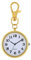 JewelryWe Taschenuhr Uhr mit Karabiner Schlüsselanhänger: Damen Herren Karabineruhr Klassische Einfache Analog Quarz Uhren mit Gold Rundem Gehäuse und großen Arabischen Zahlen Zifferblatt