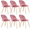 EGOONM Lot de 6 chaises de salle à manger en velours, coussins en velours doux, siège, chaises de cuisine pour salle à manger et salle à séjour Rose