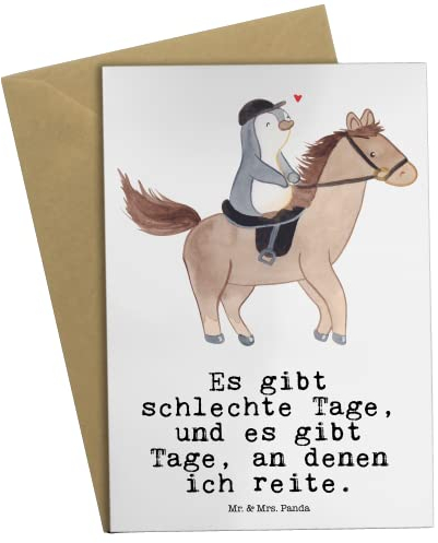 Mr. & Mrs. Panda Beileidskarte Pferd Reiten - Geschenk, Pferde, Klappkarte, Reitstall, weihnachtskarten, Reitverein, neujahrskarte, einladungskarten, Reitsport, osterkarte