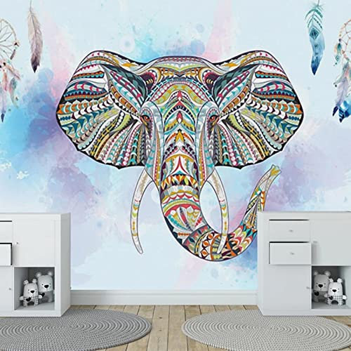 XTSWallpaper Elefant Muster Farbe 360X250Cm Waterproof Pvc Fototapete Xxl Selbstklebend 3D Wandbilder 3D Fototapeten – Wandbild Dekoration Foto-Tapete Wandtapete Fotoposter Wanddeko