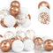 30Pcs Palloncini Oro Rosa, 12 Pollici Metallizzato Cromati Rosa Gold Confetti Palloncini, Lattice Elio Bianco Palloncini con Nastroper Compleanno Matrimonio Bambini Baby Shower Feste Decorazioni