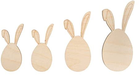 Rayher Holzhasen, 4 Stück, 3 Größen, 8, 10 und 12 cm, natur, Holz FSC zertifiziert, Osterhasen, Osterdekoration, 46692505