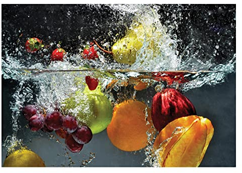 Papel Pintado Cocina Fruta Agua - Incluye Pegamento - Fotomurales Pared Tejido No Tejido Decorativos Murales Fotográfico XXL Moderno Decoración de Paredes (368x254 cm)