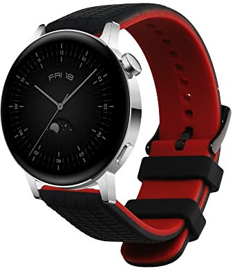 kwmobile Bracelet compatible avec Huawei Watch GT3 (42mm) / Watch GT2 (42mm) / Watch 2 bracelet - Bracelet de rechange pour fitness tracker en TPU - noir-rouge