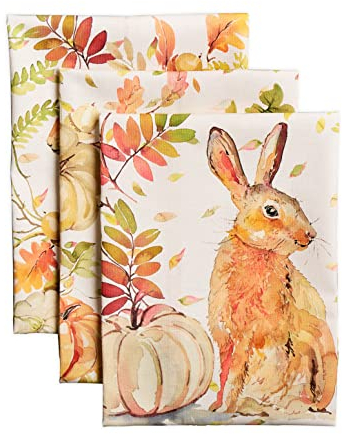 Maison d' Hermine Pumpkin Passion 100% Baumwolle Set von 3 Multi-Purpose Küchenhandtuch | Bar Handtücher | Erntedankfest/Weihnachten (50cm X 70cm)