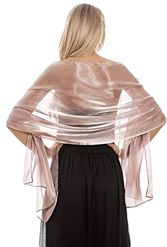 NiceYnn Elégant Echarpe Brillante Femme Châle Longue Foulard pour Mariage Cocktail Cérémonies Soirée Plage Rose Foncé
