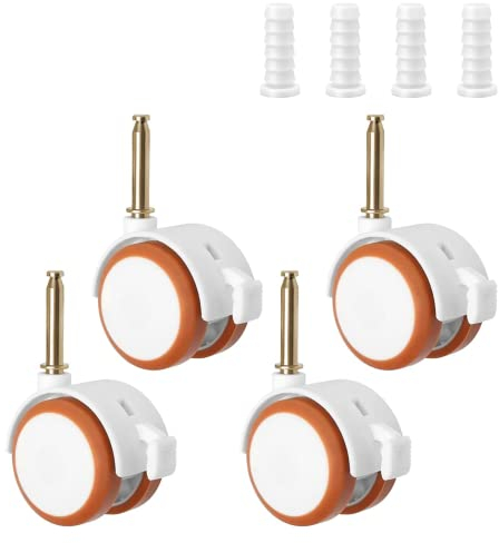Ticeed 4 PCS Ruedas Cuna de Goma para Muebles Diámetro 55mm - Ruedas Giratorias y Silenciosas con Freno para Bebé con 4 Tacos para Silla Oficina Carrito Armario Pequeño