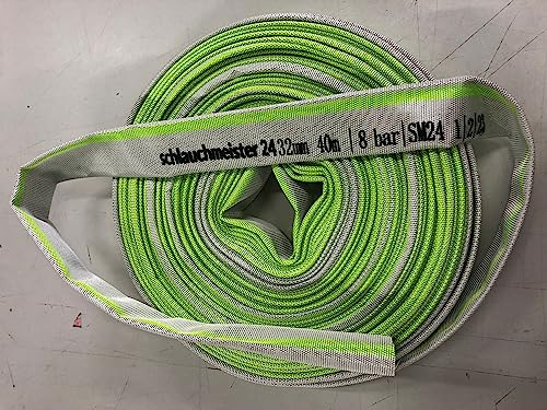 Ø 1 Zoll - 25 mm, 20 m Flachschlauch | Bauschlauch | Industrieschlauch | Synthetischer Gummi, Weiß mit Grün, 10 Bar, -20°C bis +60°