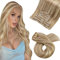 Moresoo Clip in Extensions Echthaar, Salon Qualität Weiches Glattes Haar 45 cm 7 Stück 120g Extensions Clip in #16/22 Goldblond mit Mittelblond, Leicht zu Tragen Solide und Langlebig