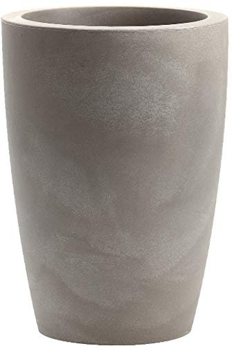Nicoli Pot à fleurs haute cylindrique Tylus Mat en résine technique de rotation, pour intérieur et extérieur (23 x 30 cm, cendres)