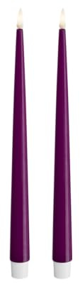 Deluxe Homeart Indoor Flameless LED Dinner Candle - Set of 2 - with Real Flame™ Technology - Battery Powered Candle (28 cm, Violet)