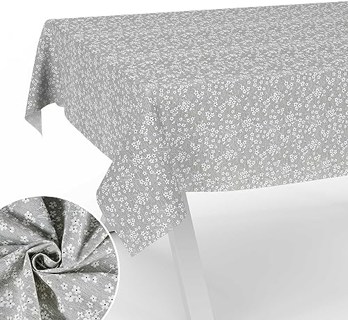Stoff Tischdecke Tischwäsche Textil Tischtuch Baumwolle Polyester Gewebe abwaschbar pflegeleicht, in rund oval eckig Violen Grau 90x130cm Schnittkante