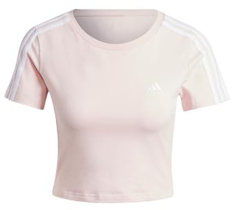 adidas Donna Essentials 3-Stripes Crop Tee, Sandy Pink F24, S