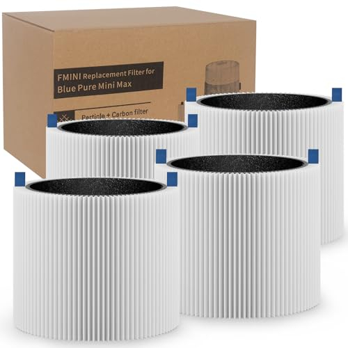 4 Pack Mini Max Filter Compatible with Blue Pure Mini Max Air Purifier, FMINI HEPA with 2-Stage Filtration System, H13 True HEPA & Pre-Filter