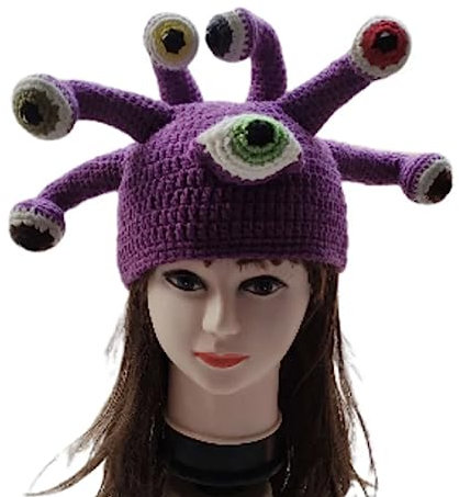 COSSIKA Mütze, Strickmütze für Damen, Neuheit, Oktopus-Augen-Mütze, Häkeln, Wollgarn, Mädchen, Mode, Teenager, Mädchen, niedliche Kopfbedeckung