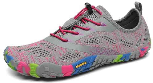 SAGUARO Barfußschuhe Damen Barfussschuhe Frauen Barfuss Schuhe Outdoor Zehenschuhe rutschfest Barefoot Shoes mit Zero-Drop Solhe Persisch Rosa, Gr. 40 EU