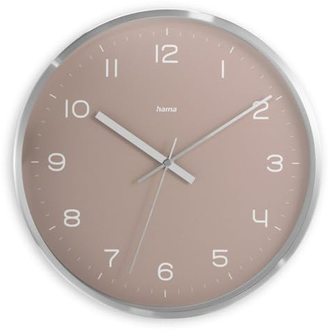 Hama Funkwanduhr (DCF Funkuhr, Wanduhr ohne Tickgeräusche, Ø 30cm, großes Ziffernblatt, analog, Stunden-, Sekunden- und Sekundenzeiger, modernes Design, inkl. Batterie) Aluminium