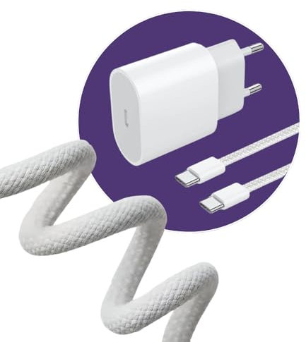 Cargador iPhone Carga rápida USB-C a 20W, Enchufe Rapido de 1 Metro Compatible para iPhone 15/16 Compatible (Samsung Galaxy, iPhone 15 Pro MAX,15 Pro,15 Plus).