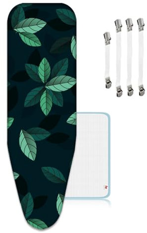 ZJBKX Housse de Table à Repasser 125 x 45 cm pour Centrale Vapeur, équipée de Tissu Isolant en Maill, Pinces pour Planche à Repasser