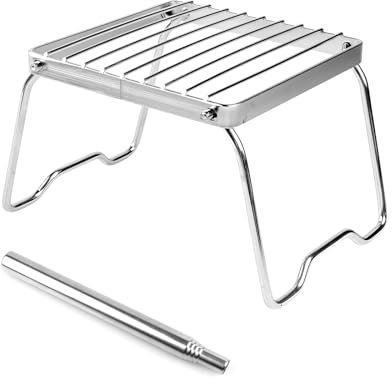 FANWINKJ Griglia Portatile da campeggio, Grill pieghevole, stabile rete per esterni per uso flessibile, barbecue da campeggio, dimensioni ideali per cucinare e grigliare, in acciaio, 16 x 17 cm